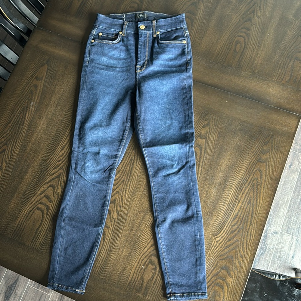 7 for all mankind jeans -high waisted ankle skinny dark wash